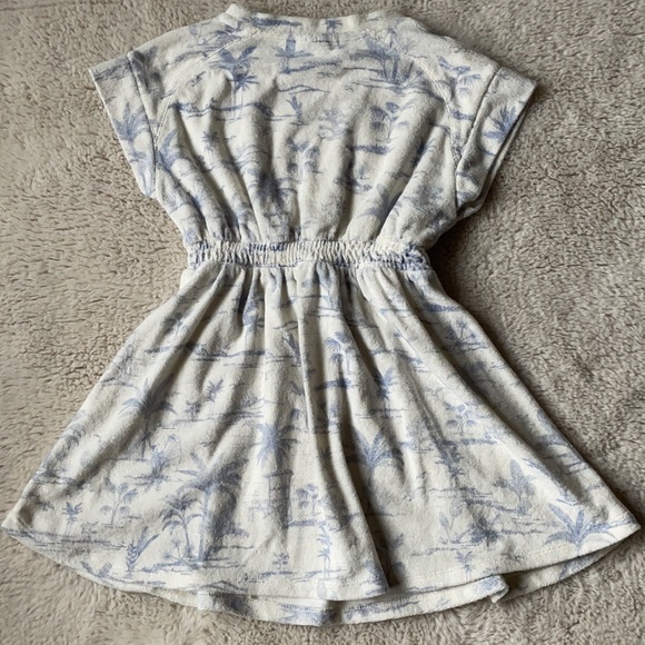 Zara | White & Blue Palm Tree Print Terry Cloth Dress | 7 - Picture 2 of 9